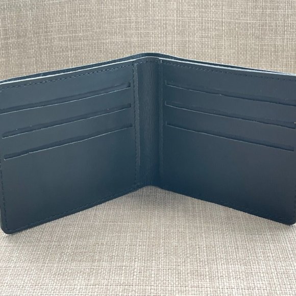 All Leather Wallet Black Genuine Leather Bifold Laser Cut Handmade Card Holder